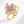 Gold ring with purple gemstones on a white background