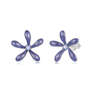 Purple Textured Daisy Opal Core Stud Earrings - Perimade & Co.