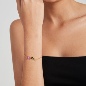 Purple Yellow Flower Charm Stacking Bracelet - Perimade & Co.