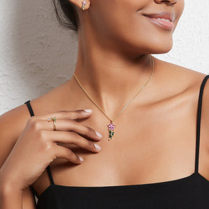 Purple Yellow Flower Pendant Necklace - Perimade & Co.