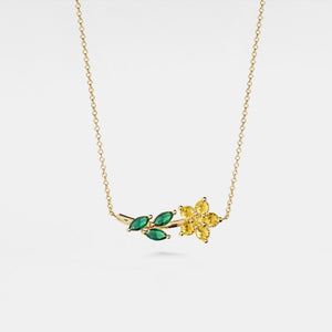 Purple Yellow Flower Pendant Necklace - Perimade & Co.