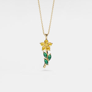 Purple Yellow Flower Pendant Necklace - Perimade & Co.