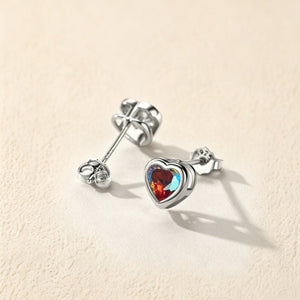 Rainbow Aurora Heart CZ Bezel Stud Earrings - Perimade & Co.