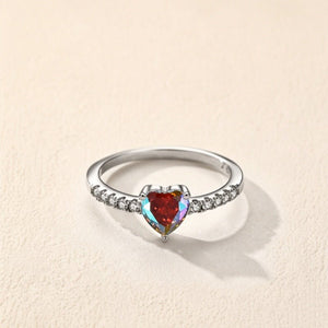 Rainbow Aurora Heart CZ Half Pave Band Ring - Perimade & Co.