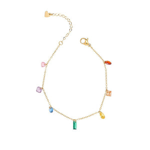 Rainbow Color Gemstone Charm Necklace - Perimade & Co.