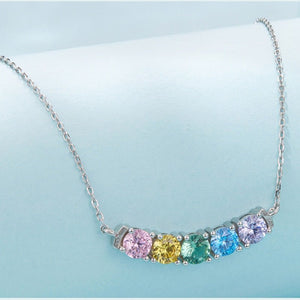 Rainbow CZ Five Gemstone Bar Necklace - Perimade & Co.