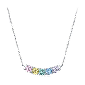 Rainbow CZ Five Gemstone Bar Necklace - Perimade & Co.