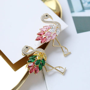 Rainbow Flamingo Bird Statement Brooch - Perimade & Co.