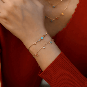 Rainbow Four Leaf Clover Charm Bracelet - Perimade & Co.