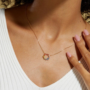 Rainbow Gemstone Circle Charm Necklace - Perimade & Co.