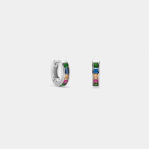 Rainbow Gemstone Huggie Hoop Earrings - Perimade & Co.