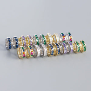 Rainbow Gemstone Huggie Hoop Earrings - Perimade & Co.