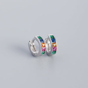 Rainbow Gemstone Huggie Hoop Earrings - Perimade & Co.