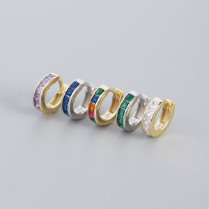 Rainbow Gemstone Huggie Hoop Earrings - Perimade & Co.