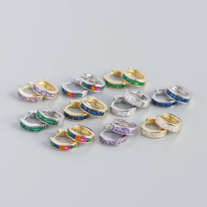 Rainbow Gemstone Huggie Hoop Earrings - Perimade & Co.