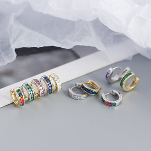 Rainbow Gemstone Huggie Hoop Earrings - Perimade & Co.