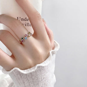 Rainbow Gemstone Leaf Branch Stacking Ring - Perimade & Co.