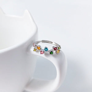Rainbow Gemstone Leaf Branch Stacking Ring - Perimade & Co.