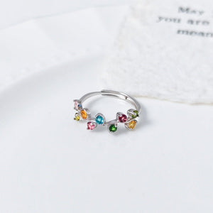 Rainbow Gemstone Leaf Branch Stacking Ring - Perimade & Co.