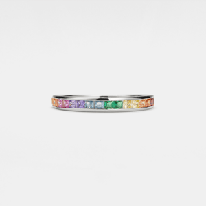 Rainbow Gemstone LGBT Wedding Band Ring - Perimade & Co.