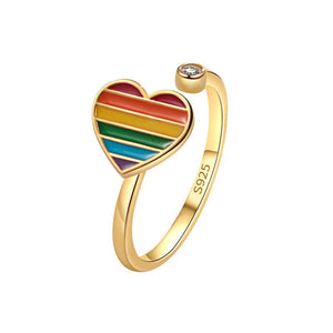 Rainbow Heart Anxiety Fidget Spinner Ring - Perimade & Co.