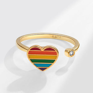Rainbow Heart Anxiety Fidget Spinner Ring - Perimade & Co.