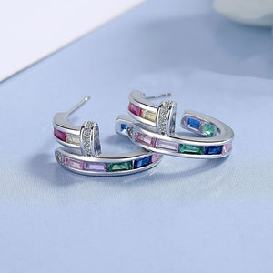 Rainbow LGBTQ Pride Half Hoop Earrings - Perimade & Co.