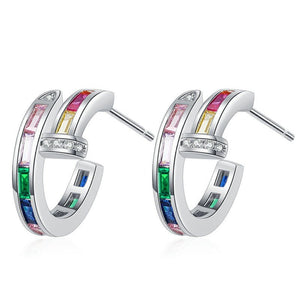 Rainbow LGBTQ Pride Half Hoop Earrings - Perimade & Co.