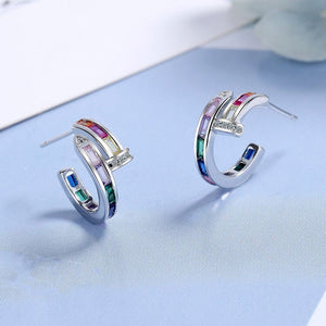 Rainbow LGBTQ Pride Half Hoop Earrings - Perimade & Co.