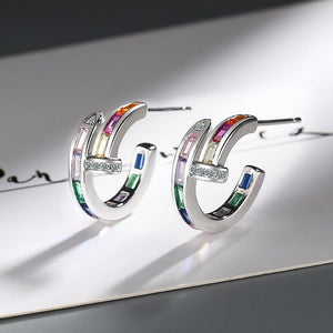 Rainbow LGBTQ Pride Half Hoop Earrings - Perimade & Co.