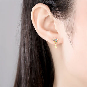 Rainbow Moon Star Drop Stud Earrings - Perimade & Co.
