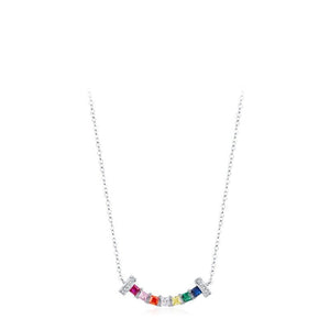 Rainbow Princess Cut Smile Pendant Necklace - Perimade & Co.