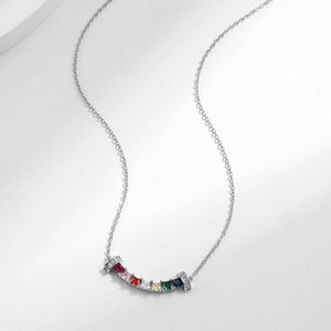 Rainbow Princess Cut Smile Pendant Necklace - Perimade & Co.