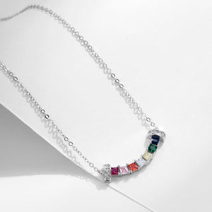 Rainbow Princess Cut Smile Pendant Necklace - Perimade & Co.