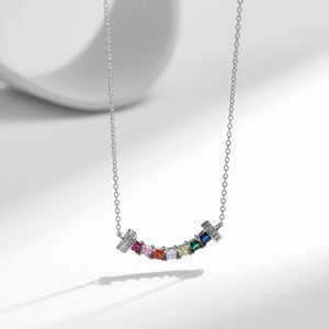 Rainbow Princess Cut Smile Pendant Necklace - Perimade & Co.