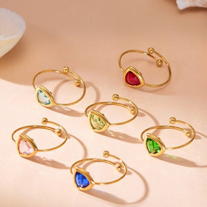 Rainbow Trillion Cut Crystal Bypass Open Ring - Perimade & Co.