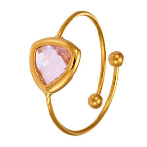 Rainbow Trillion Cut Crystal Bypass Open Ring - Perimade & Co.