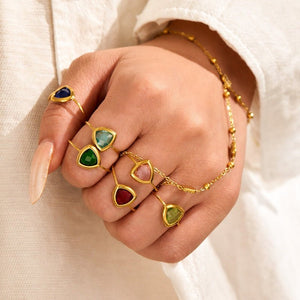Rainbow Trillion Cut Crystal Bypass Open Ring - Perimade & Co.