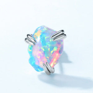 Raw Cut Iridescent Fire Opal Claw Stud Earrings - Perimade & Co.