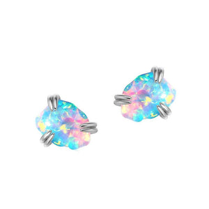 Raw Cut Iridescent Fire Opal Claw Stud Earrings - Perimade & Co.