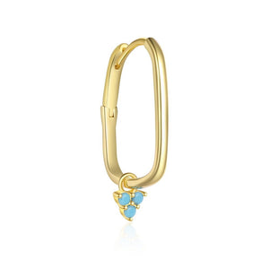 Rectangular Turquoise Charm Hoop Earrings - Perimade & Co.