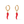 Gold hoop earrings with red chili pepper charms on a white background