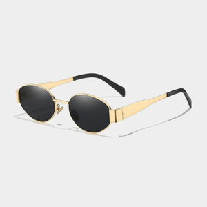 Retro Gold Black Round Oval Sunglasses - Perimade & Co.