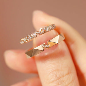 Rhombus Couple Matching Band Ring - Perimade & Co.