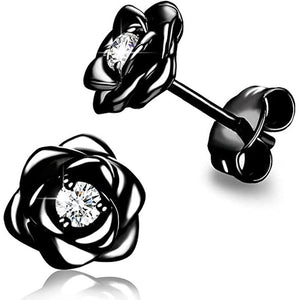 Romantic Sculpted Rose Pink CZ Stud Earrings - Perimade & Co.