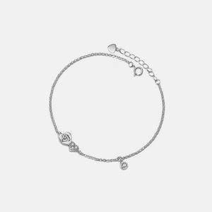 Rose Flower Heart Charm Stacking Bracelet - Perimade & Co.