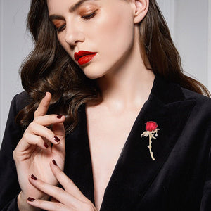 Rose Flower Red Blue Wedding Brooch - Perimade & Co.