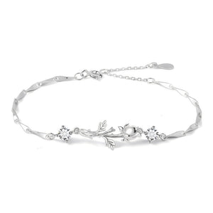 Rose Flower Twig Twisted Bar Chain Bracelet - Perimade & Co.