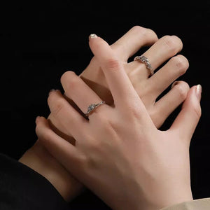 Rose Flower Wheat Couple Matching Ring - Perimade & Co.