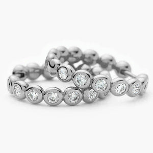 Round Bezel Moissanite Hoop Earrings - Perimade & Co.